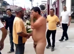 Portuguese guy ambling bare in public