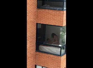 Hidden cam orgy  filmed thru dormitory..